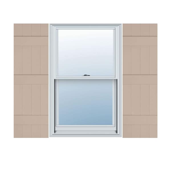 Ekena Millwork 14-in. W x 55-in. H Mid-America Vinyl, Standard Size Four Board Joined Shutters, 023 - Wicker, PR 00031455023 - main